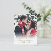 PixDezines Save Our Date カリグラフィー 偽ゴールド ポストカード (スタンド正面)