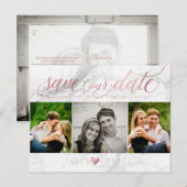 PixDezines Save our Date/偽のローズゴールド+大理石 ポストカード (正面/裏面)