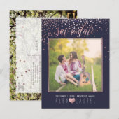 PixDezines Save th 日付/偽のローズゴールドのコンフェッティ 案内ポストカード (正面/裏面)