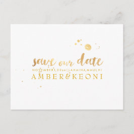 PixDezines Save the Date / おしゃれな偽のゴールドスクリプト 案内ポストカード