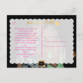 PixDezines Save the Date / おしゃれな偽のゴールドスクリプト 案内ポストカード (裏面)