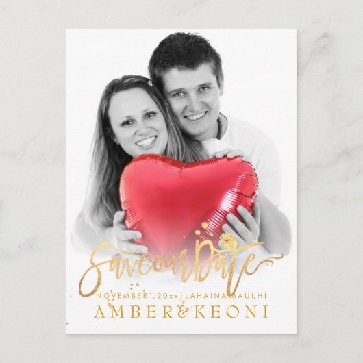 PixDezines Save the Date / おしゃれな偽金スクリプト 案内ポストカード (正面)