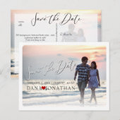 PixDezines Save the Date/かっこいい手書きスクリプト ポストカード (正面/裏面)