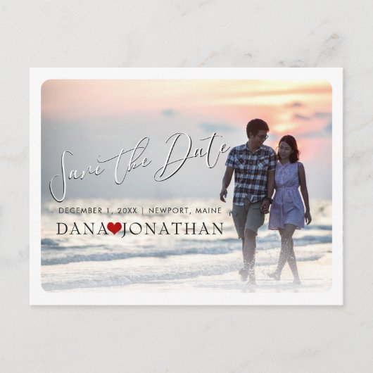 PixDezines Save the Date/かっこいい手書きスクリプト ポストカード (正面)