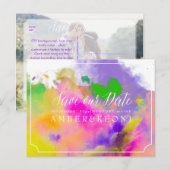 PixDezines SAVE THE DATE/カラーラン/レインボー 案内ポストカード (正面/裏面)