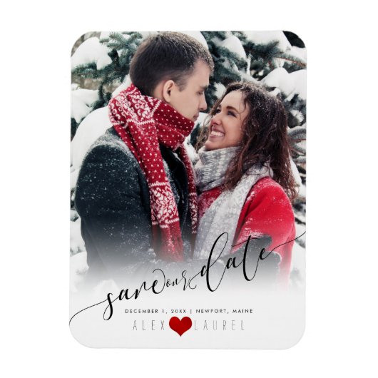 PixDezines Save the Date/ファンシー スクリプト マグネット (縦)