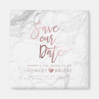 PixDezines Save the Date/偽のローズゴールド+大理石 マグネット