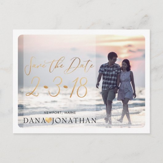 PixDezines Save the Date/素敵な手書きスクリプト ポストカード (正面)