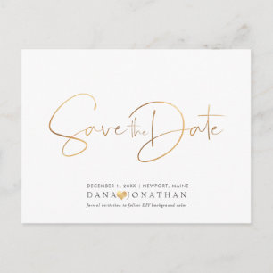 PixDezines Save the Date/虹色ゴールドスクリプト ポストカード