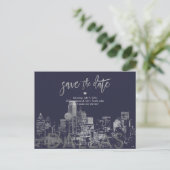 PixDezines/Save the Date Dallas Skyline/フェイクSilve 案内ポストカード (スタンド正面)