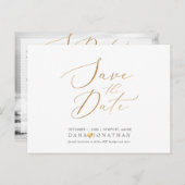 PixDezines Save the Date/Iridescent金ゴールド・スクリプト ポストカード (正面/裏面)