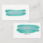 PixDezines Seafoamグリーンウォーター色ブラシ 名刺 (正面/裏面)