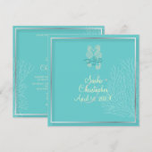 PixDezines Seahors+coral結婚の/diy色 招待状 (正面/裏面)