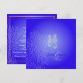 PixDezines Seahorse+サンゴ/コバルトブルー 招待状 (正面/裏面)