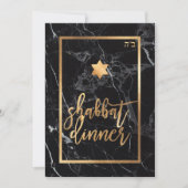 PixDezines Shabbatディナー/黒大理石/フェイク金ゴールド 招待状 (正面)