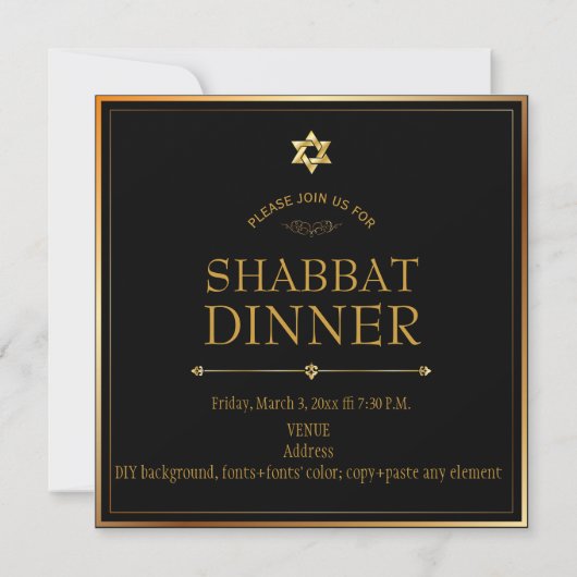 PixDezines Shabbat Diner/DIY背景色 招待状 (裏面)