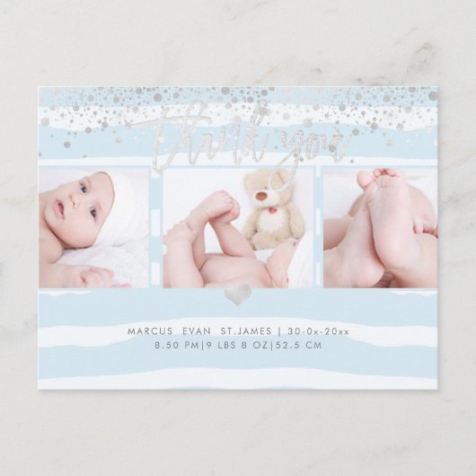 PixDezines Shower Thank You/Dazled Powder Blue ポストカード (正面)