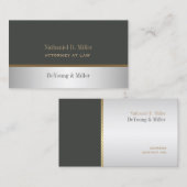 PixDezines Silver+Gray Pinstripesアクセント 名刺 (正面/裏面)