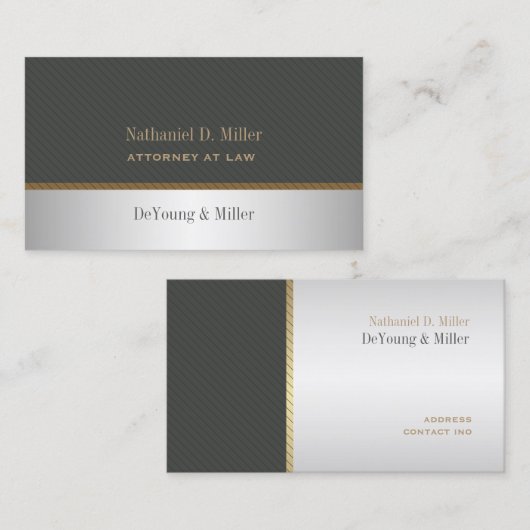 PixDezines Silver+Gray Pinstripesアクセント 名刺 (正面/裏面)