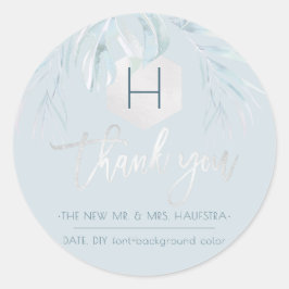 PixDezines Silver Palms Monogram，ありがとう ラウンドシール