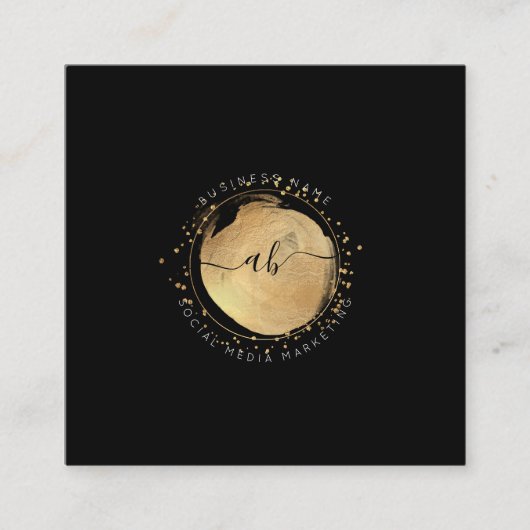 PixDezines Simple Blush Brush Stroke Faux Gold Squ スクエア名刺 (正面)