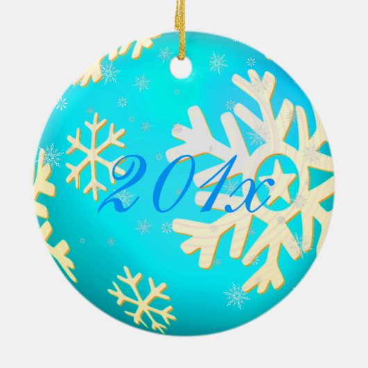 PixDezines Snowflakesベビー初めてのクリスマス セラミックオーナメント (裏面)