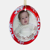 PixDezines Snowflakesベビー初めてのクリスマス セラミックオーナメント (右)