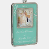 PixDezines Snowflakesミセス・クリスマス/DIYカラー シルバープレートフレームオーナメント (右)