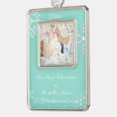 PixDezines Snowflakesミセス・クリスマス/DIYカラー シルバープレートフレームオーナメント (左)