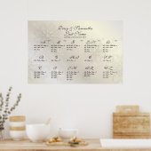 PixDezines Snowflaks、シーティングチャート(アルファ別) ポスター (キッチン)