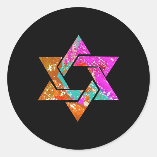 PixDezines star of david/グランジ/DIY background ラウンドシール (正面)