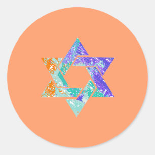 PixDezines star of david/グランジ/DIY background ラウンドシール