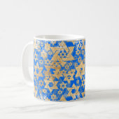 PixDezines Star of David フェイク金ゴールドDIY Background コーヒーマグカップ (正面左)