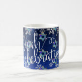 PixDezines Star of David Pattern, Hanukkah コーヒーマグカップ (正面右)
