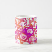 PixDezines Star of David Pattern, Pink+Orange コーヒーマグカップ (中央)