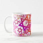 PixDezines Star of David Pattern, Pink+Orange コーヒーマグカップ (左)