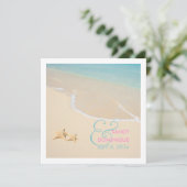 PixDezines Starfish +ビーチ/熱帯結婚型 招待状 (スタンド正面)