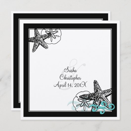 PixDezines STARFISH/感じベージュ色/DIYフォント+バックグラウンド 招待状 (正面/裏面)