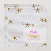 PixDezines Starfish+白砂/ビーチ結婚式 招待状 (正面/裏面)