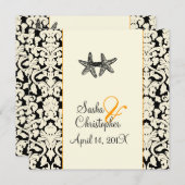 PixDezines starfish+damask/diyカラー 招待状 (正面/裏面)