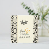 PixDezines starfish+damask/diyカラー 招待状 (スタンド正面)