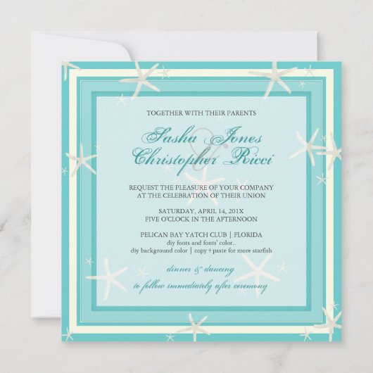 PixDezines starfish/diy背景色 招待状 (裏面)