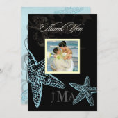 PixDezines Starfish/Monogramサンキューカード/フラット 招待状 (正面/裏面)