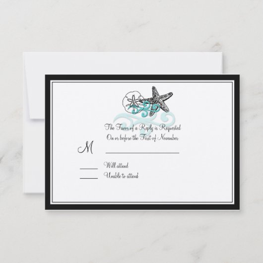 PixDezines Starfish RSVPs 出欠カード (裏面)