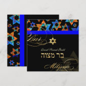 PixDezines Stars、バー（ユダヤ教の）バル・ミツバー 招待状 (正面/裏面)