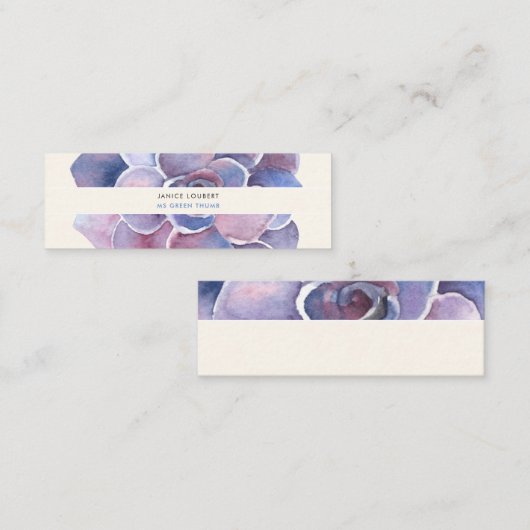 PixDezines Succulent Water Color, PurpleDesertバラ スキニー名刺 (正面/裏面)