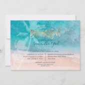 PixDezines surfsアップ、ヤシの木、ビーチバ（ユダヤ教の）バル・ミツバー 招待状 (正面)