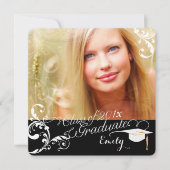 PixDezines Swarls卒業/DIYカラー+フォント 招待状 (正面)