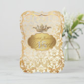 PixDezines Sweet 15/プリンセス/アイボリーのダマスク 招待状 (スタンド正面)