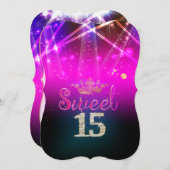 PixDezines Sweet 15、レーザーライト/ネオンライト 招待状 (正面/裏面)